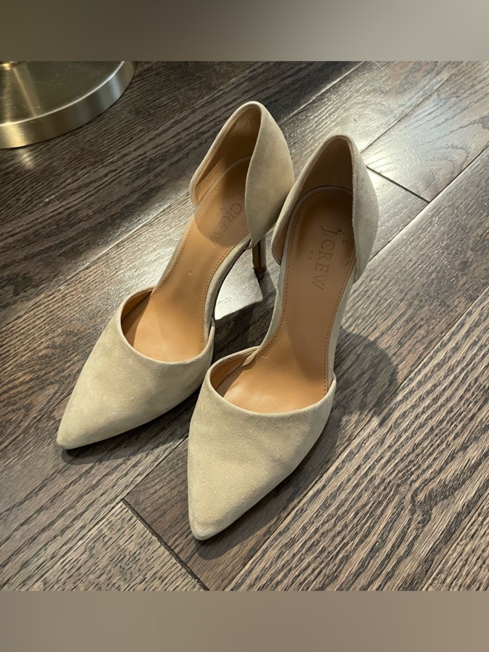 J. Crew Light Beige Suede D'Orsay Pointed-Toe Heels